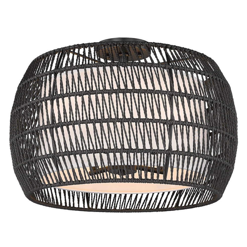 Golden Lighting Everly 4-light Semi-Flush Mount in Matte Black and Modern Black Rattan shade